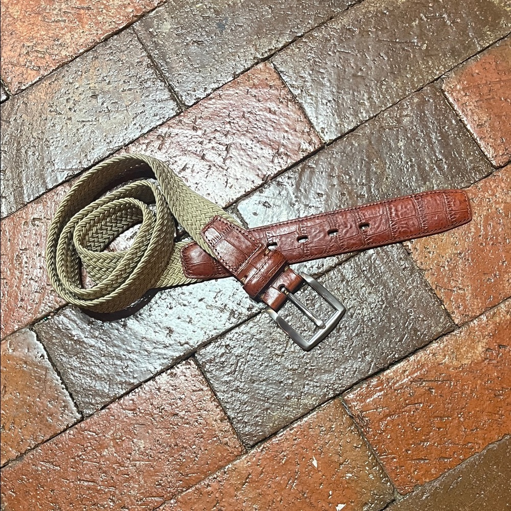 Brown and Tan Men's Belt